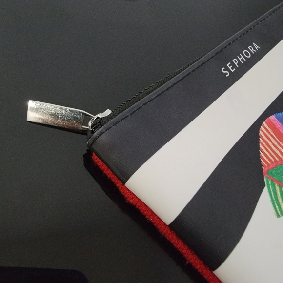 Sephora Split Faux Leather Cosmetic Makeup Zippered Bag - Picture 6 of 9